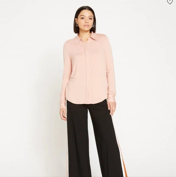 Universal Standard Elbe Liquid Jersey Shirt Full Placket Rose size Small 14-16 - Picture 2 of 5